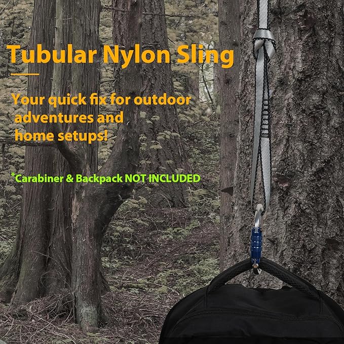 18MM Nylon Climbing Sling Runner - 23KN CE2008/EN566 Certified Outdoor Climbing Webbing for Rock Climbing, Rappelling, Mountaineering, Swing Gear, Outdoor Adventures & Emergency Anchoring