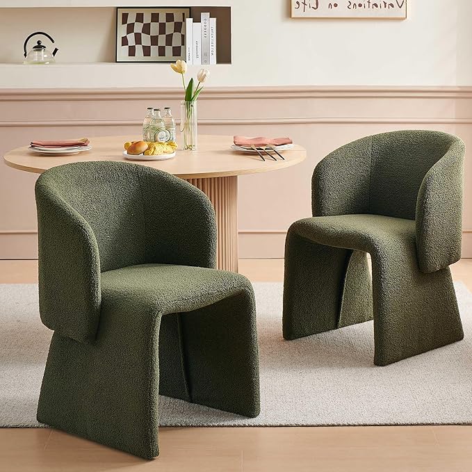 3-Piece Dining Table Set for 2, Modern Round MDF Kitchen Table with Two-Part Tabletop, Oak Finish, Stylish Living Room Table and 2 Cozy Dining Side Chairs Upholstered Set