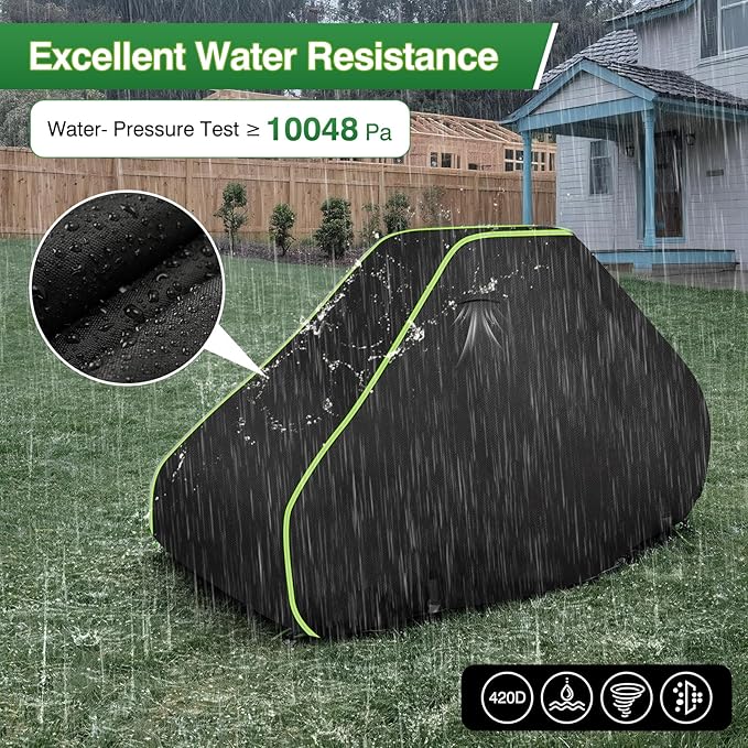 Zero Turn Mower Cover -Heavy-Duty 420D Cotton Lined Oxford Fabric Waterproof Lawn Tractor Covers, UV Resistant & Includes Storage Bag. All-Weather Outdoor Mower Cover Universal Fits Decks Up to 54"