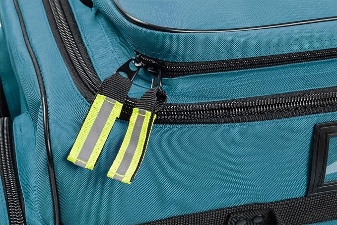 Scherber Fully Stocked First Responder Ultimate Professional EMT/EMS Trauma Kit | HSA/FSA Approved | w/10+ Compartments, Zippered Pockets, Dividers, Oxygen Access & 260+ First Aid Supplies (Blue)