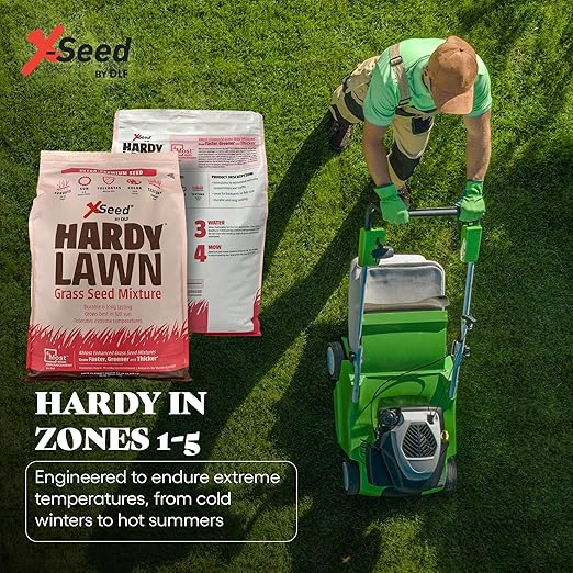 X-Seed Hardy Lawn Grass Seed Mixture - Durable, Long-Lasting Lawn Solution for Full Sun, Withstands Extreme Temperatures & Heavy Traffic, Ideal for Backyards, 20 lbs.