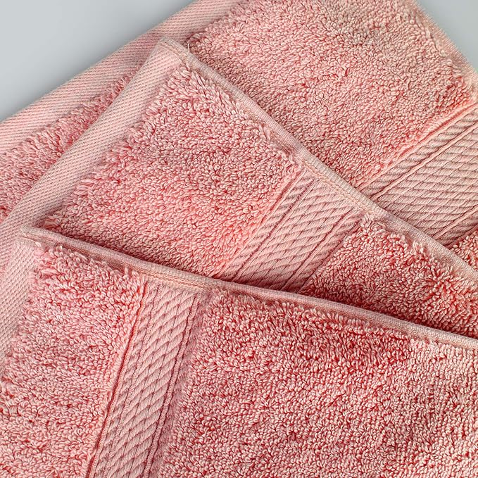Superior Egyptian Cotton Pile 8 Piece Towel Set, Includes 2 Bath, 2 Hand, 4 Face Towels/Washcloths, Ultra Soft Luxury Towels, Thick Plush Essentials, Guest Bath, Spa, Hotel Bathroom, Tea Rose