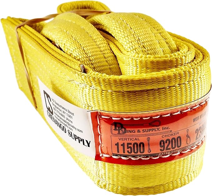 DD Sling. Multiple Sizes! (100% Made in The USA) 4" x 6' 2 Ply Nylon Lifting Sling, Eye & Eye, Heavy Duty (900 Webbing), 11,500lbs Vertical, 9,200 Choke, 23,000 Basket (4" x6')