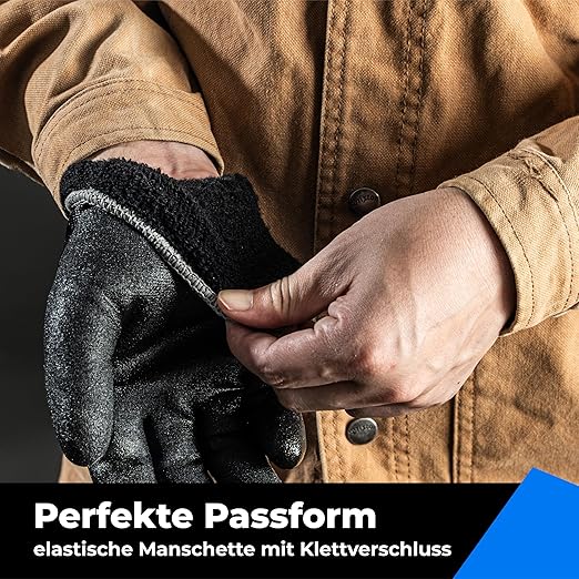 Waterproof Gloves Bulk Pack for Men and Women, 3 Pairs, Freezer Gloves with Grip, Double Nitrile Dipped for Extreme Oil Repellent, for Construction, Mechanics, Mining, Plumbing, Black, Large