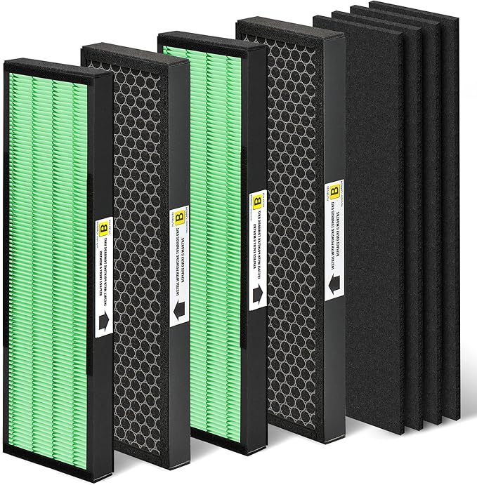 [Upgraded] Nisreen AC4825 HEPA Filter B Replacement Compatible with Guardian Filter B for Improving Moist Conditions, for Models AC4825E AC4850PT AC4900CA, 4 H13 HEPA and 4 Pre-Filters