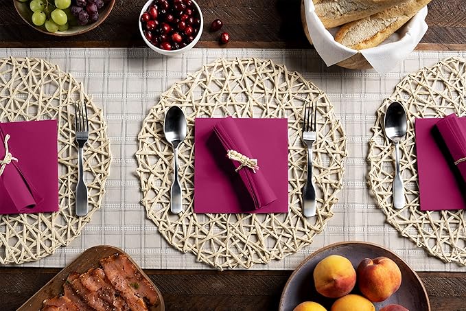 Linen-Feel Colored Paper Napkins - Decortive Cloth-Like FUCHSIA Luncheon Napkins - Soft And Absorbent. For Kitchen, Party, Wedding, Dinner Or Any Occasion. (Pack of 50)