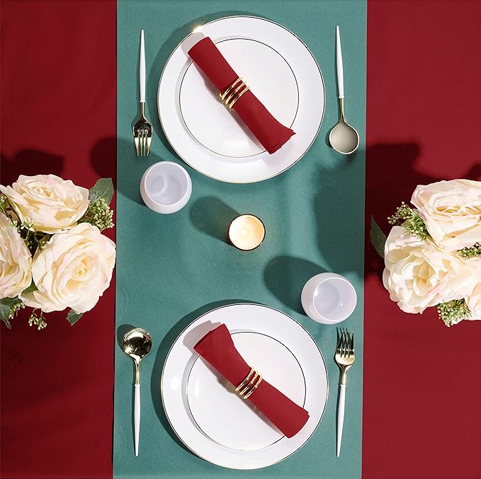 Linen-Feel Colored Paper Napkins - Decortive Cloth-Like BURGUNDY Luncheon Napkins - Soft And Absorbent. For Kitchen, Party, Wedding, Dinner Or Any Occasion. (Pack of 50)