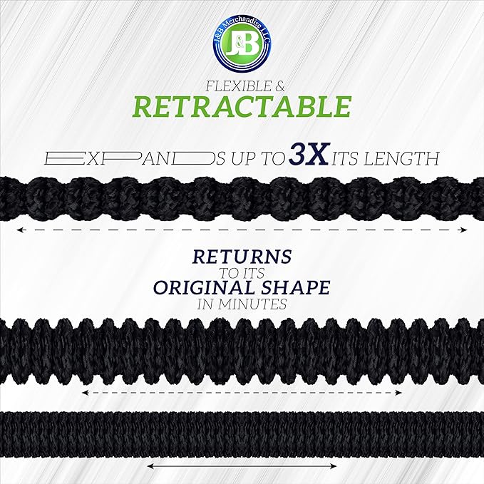 J&B XpandaHose 100ft Expandable Garden Hose with Holder - Heavy Duty Superior Strength 3750D - 4 -Layer Latex Core - Extra Strong Brass Connectors and 10 Spray Nozzle w/Storage Bag (Black 100)