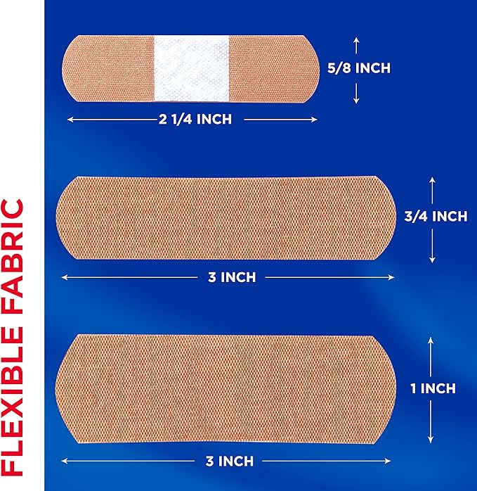 Band-Aid Brand Flexible Fabric Adhesive Bandages for Comfortable Flexible Protection & Wound Care of Minor Cuts, Scrapes, & Wounds, Assorted Sizes, Twin Pack, 2 x 100 ct