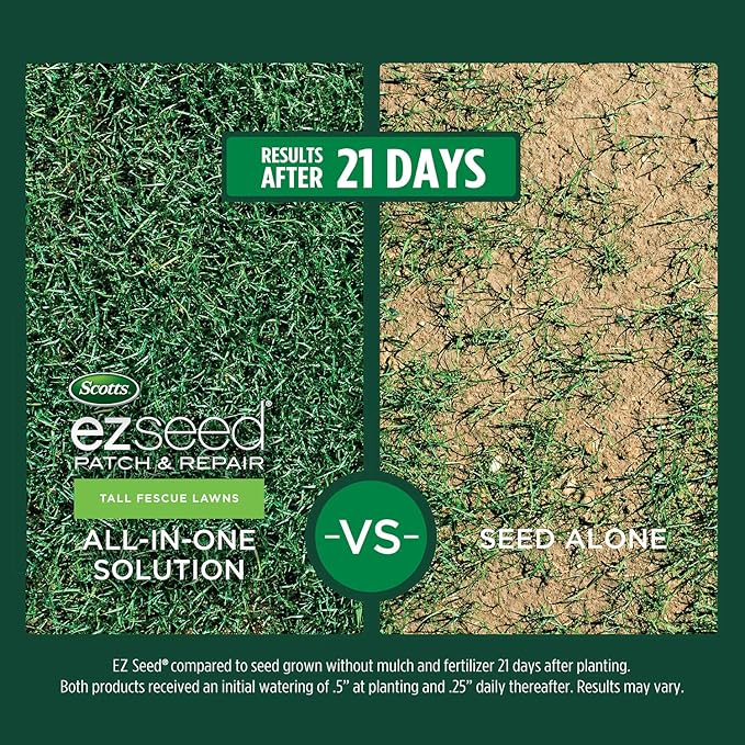 Scotts EZ Seed Patch & Repair Tall Fescue Lawns Combination Mulch, Grass Seed and Fertilizer for Bare Spots and Repair, Grows Anywhere, 10 lb., 2 pack