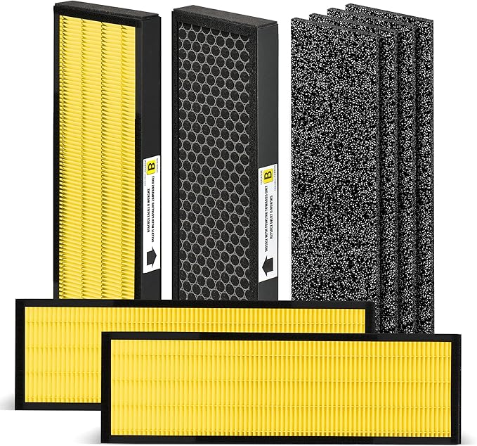 【Upgraded】Nisreen AC4825 Pet Odor Eliminator HEPA Filter B Replacement Compatible with FLT4825 Filter B True HEPA Filter, for Models AC4825E AC4300 AC4900CA AP2200CA, 4 H13 HEPA and 4 Pre-Filters