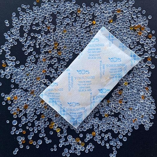 Silica Gel Packets with Color Indicating, 10 Gram [50 Packs] Desiccants Packs Moisture Absorbers, Food Grade Silica Gel for Storage Moisture Control