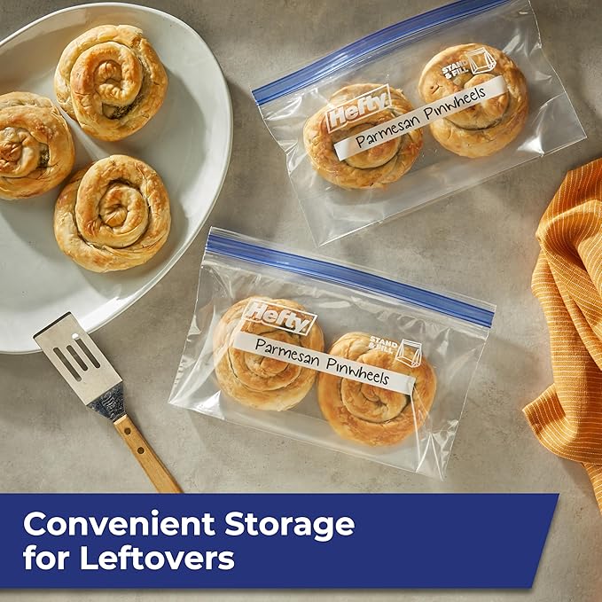Hefty Press to Close Plastic Freezer Bags, Half Gallon Size, 20 Count (Pack of 2)