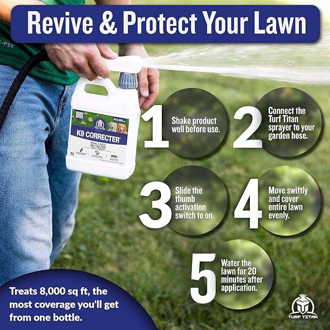 Turf Titan K9 Correcter – Dog Urine Neutralizer for Lawn (1 Gallon) – Urine Neutralizer for Dogs to Revive Your Grass – Lawn Care Solution for Green, Odor-Free Grass