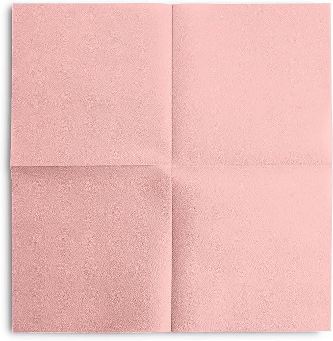 Linen-Feel Colored Paper Napkins - Decortive Cloth-Like PINK Luncheon Napkins - Soft And Absorbent. For Kitchen, Party, Wedding, Dinner Or Any Occasion. (Pack of 50)