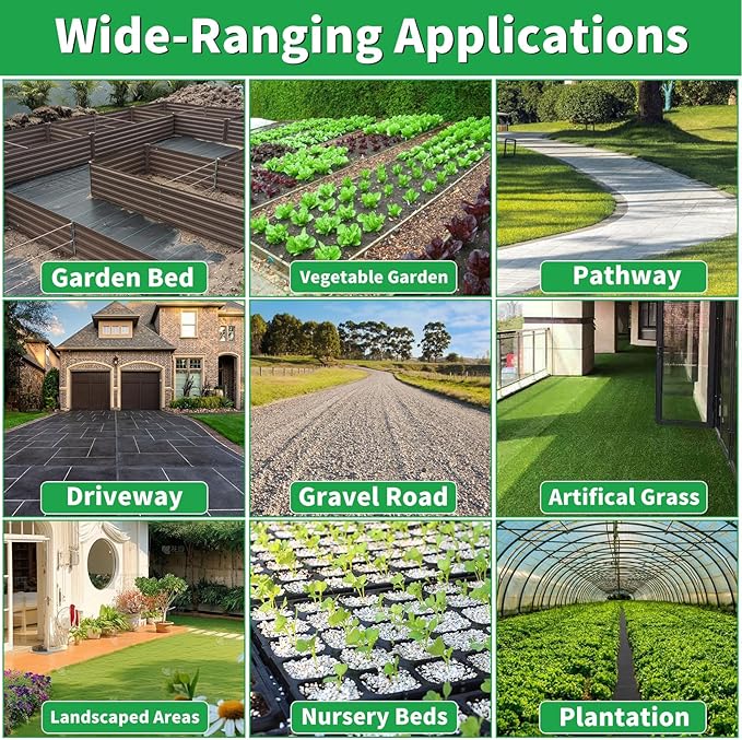 4ftx180ft Garden Landscape Fabric Weed Barrier Fabric Heavy Duty,Weed Blocker Fabric, Geotextile Fabric Under Gravel,Garden Tarp to Prevent Weeds, Landscaping Fabric, Driveway Fabric