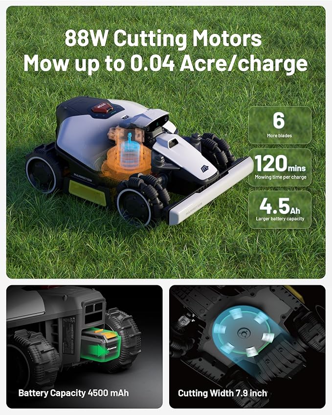 Mammotion LUBA mini AWD 800 Robot Lawn Mower with Replacement Blades, Mowing 0.2 Acre, All-Wheel-Drive for 80% Slope, UltraSense AI Vision+RTK Auto-Mapping, Cutting Height 0.8"-2.6"