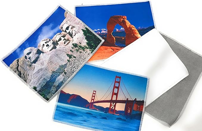 20 Bulk Deluxe 7" x 5" Blank Tech Cleaning Micro-Fiber Thick Cloths - Ready for Heat Press or Sublimation on One Side (Grey Plush on Back)