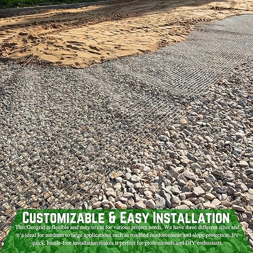 Farm Plastic Supply - Retaining Wall Geogrid - Driveway Stabilization Grids, Gravel Grid Walls Geocell Geogrid for Retaining Wall, Retaining Wall, StrataGrid (4' x 50')