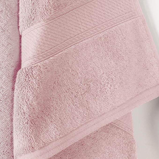 Superior Egyptian Cotton Pile Bath Towel Set of 2, Ultra Soft Luxury Towels, Thick Plush Essentials, Absorbent Heavyweight, Guest Bath, Hotel, Spa, Home Bathroom, Shower Basics, Tea Rose
