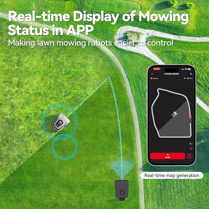 Redkey MGC500 Robot Lawn Mower with 390ft Boundary Wires for 0.12 Acre (1/8 Acre), 45% Slope, 70Mins Runtime, Auto Recharge, Automatic Robotic Lawn Mower w/Precise Location & Breakpoint Detection