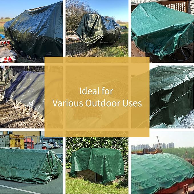 GUARD SHIELD Green Tarp Waterproof 6x6 Feet Medium Duty All Purpose Poly Tarps Cover 7mil