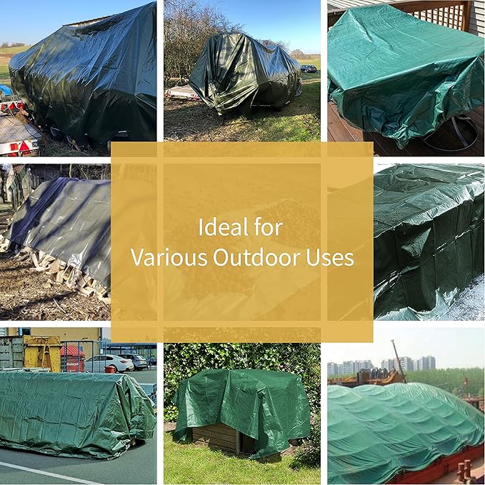 GUARD SHIELD Green Tarp Waterproof 10x14 Feet Medium Duty All Purpose Poly Tarps Cover 7mil (2-Pack)
