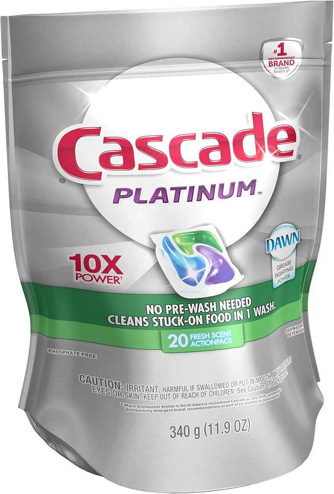 Cascade Platinum Actionpacs Dishwasher Detergent, Fresh Scent, 23 Count