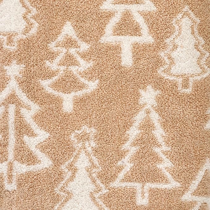 SKL Home Christmas/Winter Mod Tree 100% Cotton Premium 2-Piece Hand Towel Set, 450 GSM, Reversible Jacquard, Soft & Absorbent, Decorative for Bath/Kitchen/Bar, Tan