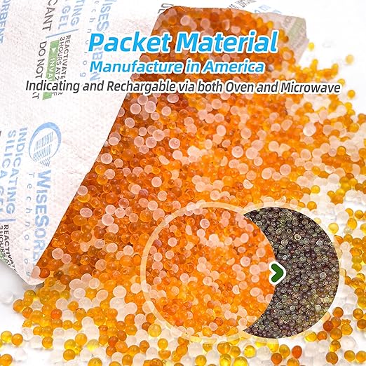 10Pcs 500 Gram Rechargeable Desiccant Packs, Indicating (Orange to Dark Green) Silica Packets, Gun Safe Dehumidifier, Silica Gel Packets for Storage, Desiccant Moisture Absorbers