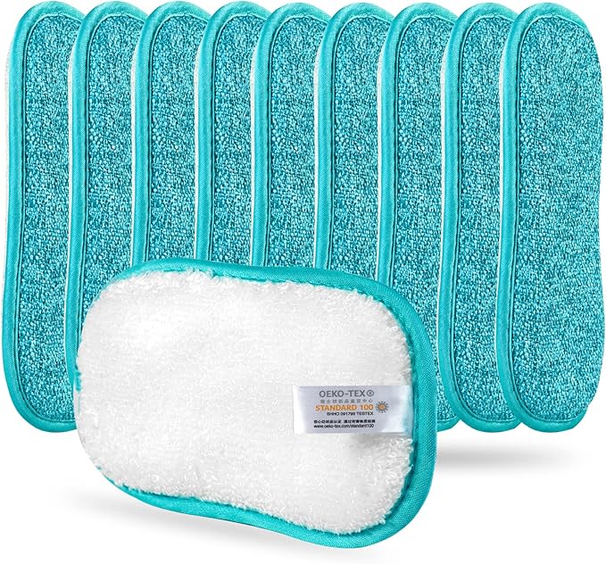 10 Pack Kitchen Dish Sponges Scrubber Non-Scratch Multi-Purpose Dishcloths, Sponge Along with Heavy Duty Scouring Power - Effortless Cleaning of Dishes, Pots and Pans