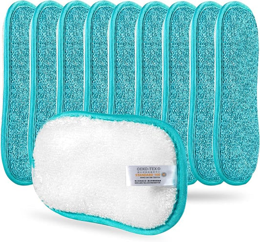 10 Pack Kitchen Dish Sponges Scrubber Non-Scratch Multi-Purpose Dishcloths, Sponge Along with Heavy Duty Scouring Power - Effortless Cleaning of Dishes, Pots and Pans