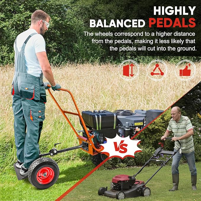 GADFISH Lawn Mower Wheels Sulky, Walk Behind Mower-Sulky, Lawn Trailer with 13" Tires for Mower-Sulky, Easy Forward & Reverse Lawn Mower Trailer, Black & Red
