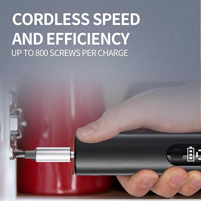 Wireless Charging Electric Screwdriver Set - Mini Precision Drill with Magnetic Bits, for Electronics/Phone/Watch Repair, DIY & Home Appliances,Multi-Functional Mini screwdriver kit (Black)