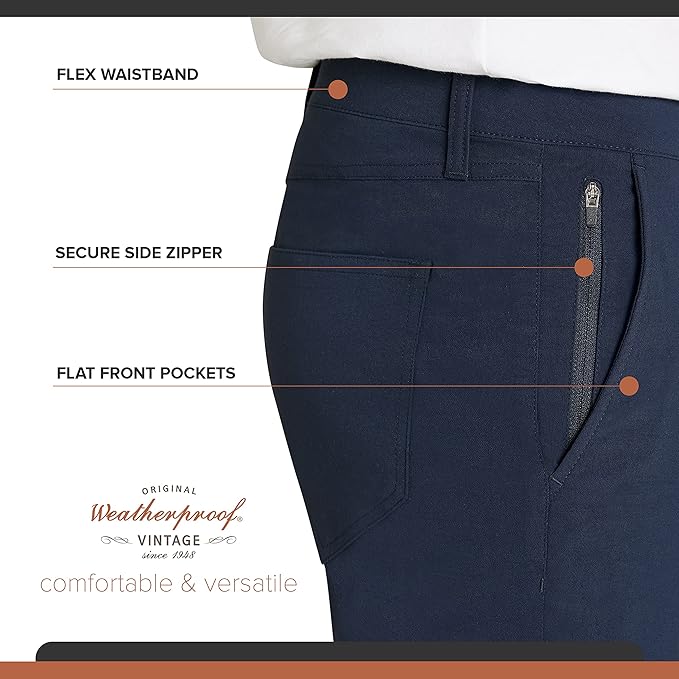 Weatherproof Vintage Men's Regular Fit Excursion Pants - Ultra Stretch Casual Flat Front Chino