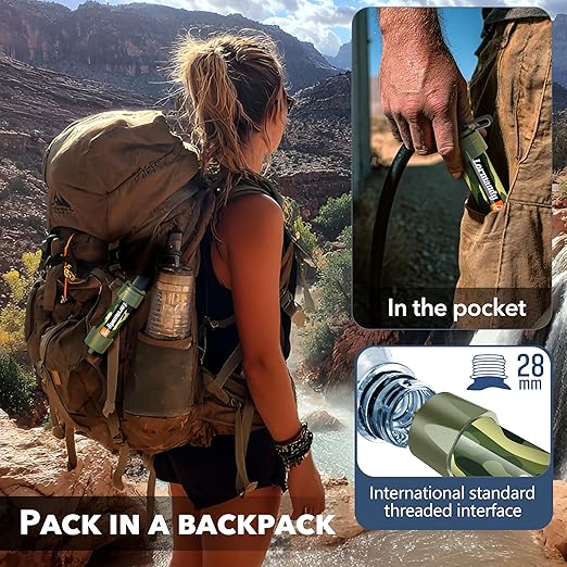 Water Filter Straw - Portable Emergency Water Purifier, Personal Water Filtration System, Straw Water Filter System - Outdoor Survival Gear for Hiking, Camping Accessories and Travel (5pcs)