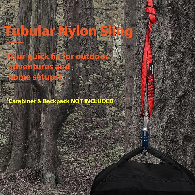 18MM Nylon Climbing Sling Runner - 23KN CE2008/EN566 Certified Outdoor Climbing Webbing for Rock Climbing, Rappelling, Mountaineering, Swing Gear, Outdoor Adventures & Emergency Anchoring