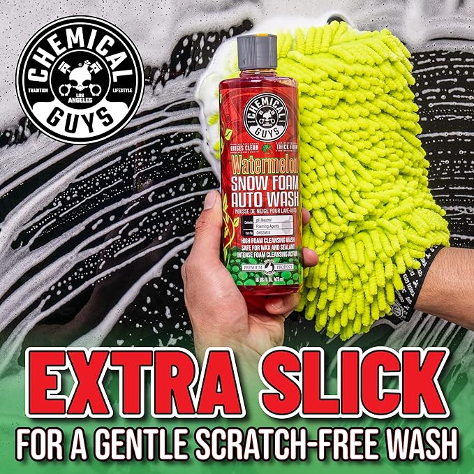 Chemical Guys CWS20816 Watermelon Snow Foam Car Wash Soap, (Works with Foam Cannons or Bucket Washes) Safe for Cars, Trucks, Motorcycles, RVs & More, 16 fl oz, Watermelon Scent