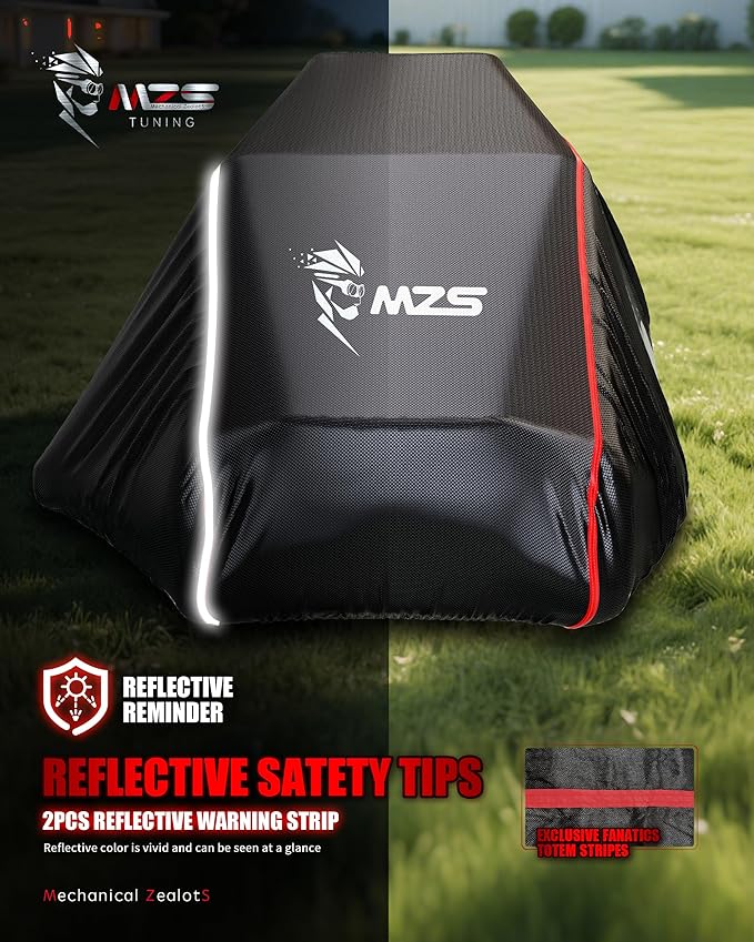 MZS Zero Turn Mower Cover, Heavy Duty Zero Turn Lawn Mower Cover with Storage Bag, Waterproof Lawnmower Covers for Outdoor UV Protection Universal Fits Decks Up to 60" Zero-Turn Mowers Tractor