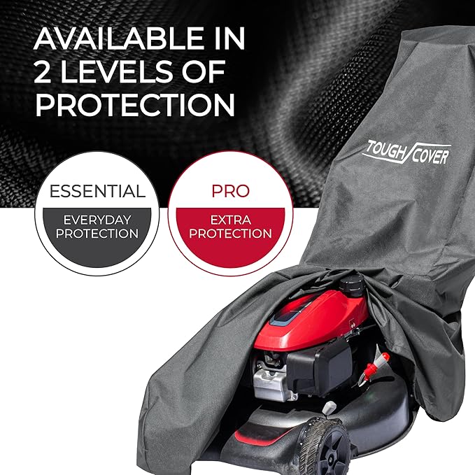 Tough Cover Lawn Mower Cover - Basic Edition, Black - Heavy Duty 210D Marine Grade Waterproof Cover for Push, Riding & Electric Mowers, Universal Fit for Outdoor Use