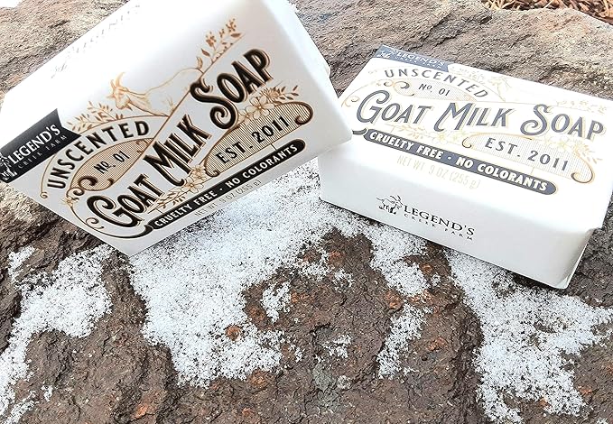 Legend's Creek Farm Goat Milk Soap - Triple Milled Cleansing Moisturizing Bar for Hands and Body - 9 Oz Creamy Lather, Nourishing, Natural Soap for Sensitive Skin (Unscented, Pack of 1)