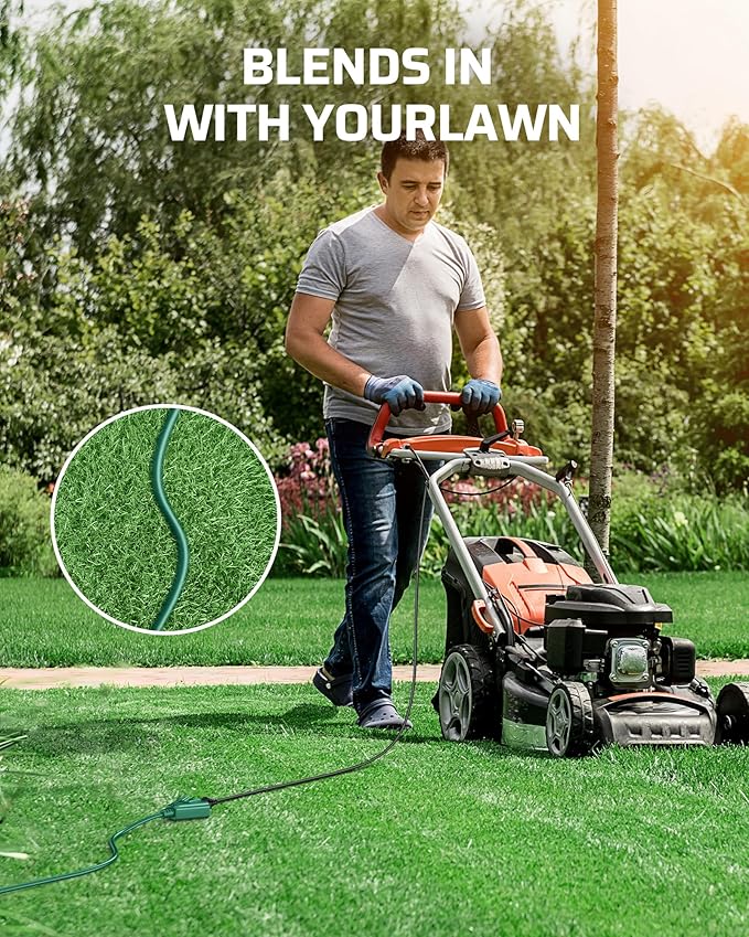 DEWENWILS 15 FT Outdoor Extension Cord for Christmas, Weatherproof 16/3 SJTW Power Cable for Outdoor String Lights and Landscaping String Lights, ETL Listed, Pack of 2, Green
