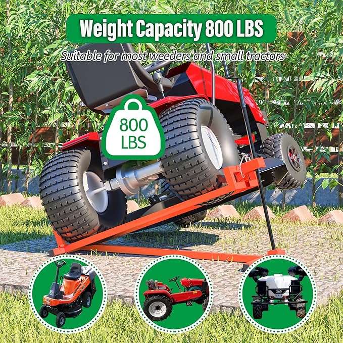 Lawn Mower Lift Jack 880Lbs Riding Mower Lift with Manual Handle and Power Tool Extension Handle Space-Saving Foldable Lawn Tractor Lift for Lawn mowers and Garden Tractors (Orange)