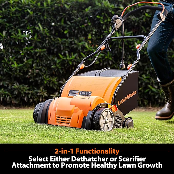 LawnMaster GV1314 Electric 15” 13 Amp Dethatcher and Scarifier
