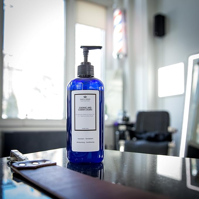 HENRI ET VICTORIA Beard Wash | Canadian Made by Skilled Artisan | Moisturizing and Soothing | 228 g (8oz) (Cognac and Cuban Cigars)