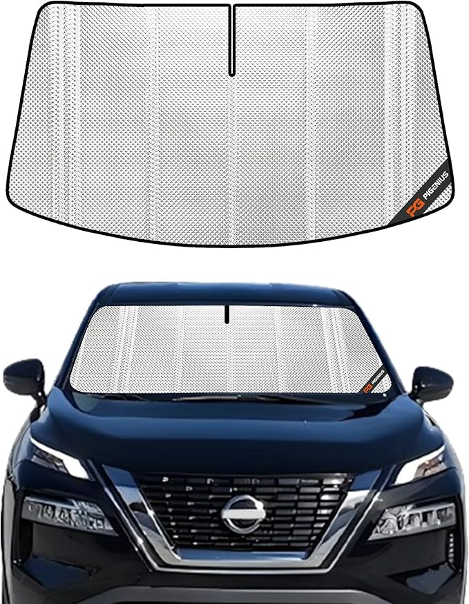 Windshield Sun Shade for Nissan Rogue 2021-2026. Full Coverage Rearview Mirror Shade for Ultimate Protection