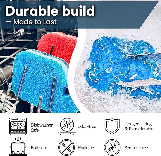 5 Pack Multipurpose Dual Sided Triple Layer Dish Sponges Kitchen | Boil Safe Scratch Free Odor Resistant Extra Durable | Flexible and Durable Design for Long Lasting Use (5, Fish)