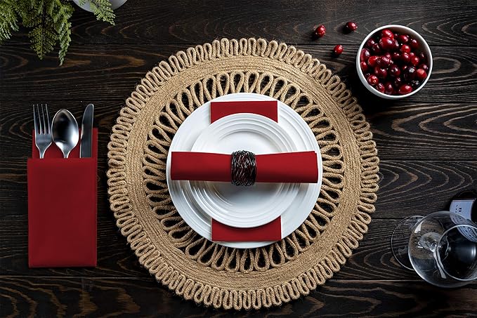 100 Linen-Feel Colored Paper Napkins - Decorative Cloth-Like Burgundy Dinner Napkins - Soft And Absorbent. For Kitchen, Party, Wedding, Bathroom Or Any Occasion. (Pack of 100)