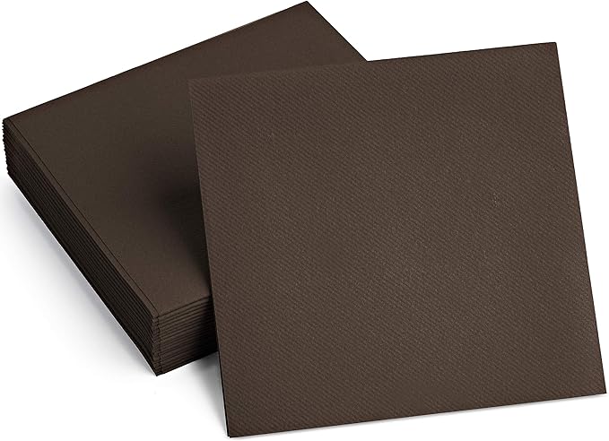 Linen-Feel Colored Paper Napkins - Decortive Cloth-Like BROWN Luncheon Napkins - Soft And Absorbent. For Kitchen, Party, Wedding, Dinner Or Any Occasion. (Pack of 50)
