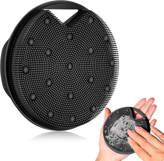 Anti Zinc Infused-Silicone Body Scrubber – Lymphatic Brush Exfoliating Body Scrubber for Shower Body,with Stiff and Soft Bristles for Anti-Puffiness,Blood Circulation - Black